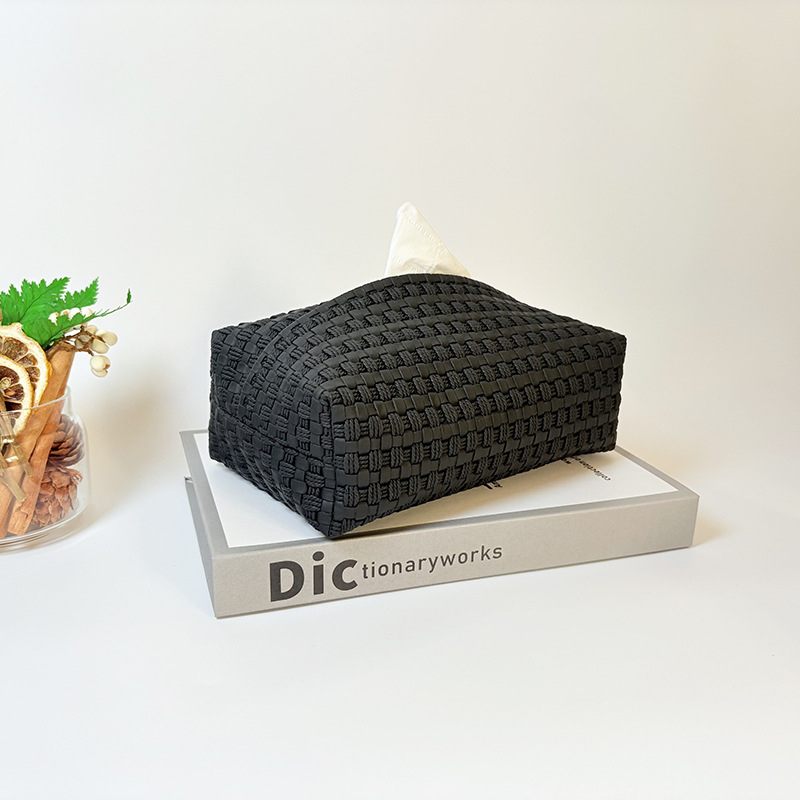 Kutija za papirnate maramice s uzorkom pletenja, PU koža, lagani luksuzni dizajn, kutija za pohranu maramica, dimenzije 20 × 12 × 6 cm, dnevni boravak i spavaća soba