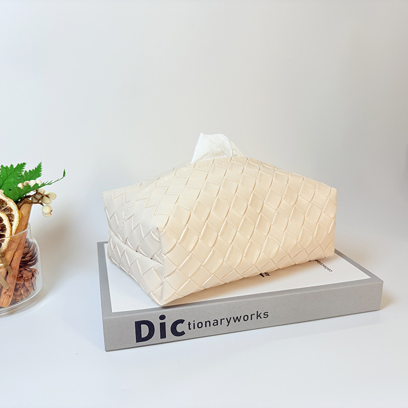 Kutija za papirnate maramice s uzorkom pletenja, PU koža, lagani luksuzni dizajn, kutija za pohranu maramica, dimenzije 20 × 12 × 6 cm, dnevni boravak i spavaća soba