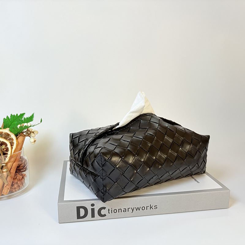 Kutija za papirnate maramice s uzorkom pletenja, PU koža, lagani luksuzni dizajn, kutija za pohranu maramica, dimenzije 20 × 12 × 6 cm, dnevni boravak i spavaća soba