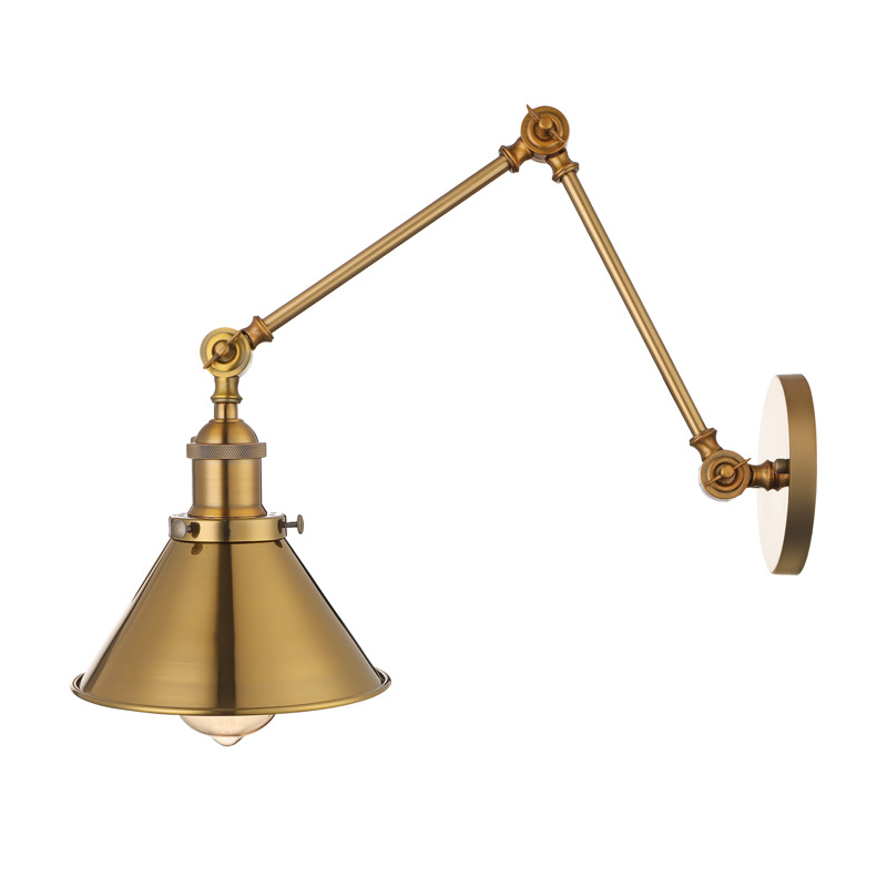 Stenska lampa u loft stilu, američka seoska nostalgija, industrijski dizajn, zlatno antikno mesing-željezni umjetnički komad za bar, balkon i hodnik