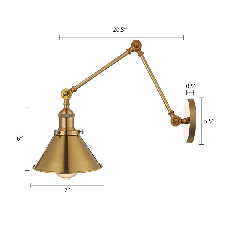Stenska lampa u loft stilu, američka seoska nostalgija, industrijski dizajn, zlatno antikno mesing-željezni umjetnički komad za bar, balkon i hodnik