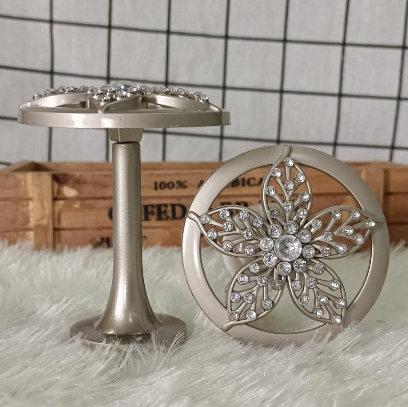 Držač za zavjese s ravnom šipkom u obliku javora lista, od cinkovog legura s rhinestones, moderni minimalistički dizajn