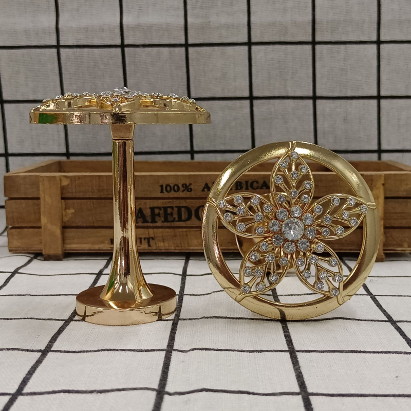 Držač za zavjese s ravnom šipkom u obliku javora lista, od cinkovog legura s rhinestones, moderni minimalistički dizajn