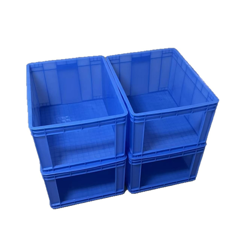Plastična kutija za pohranu s otvorenim vrhom, plava, injekcijsko oblikovana PP, dimenzije 680×480×420 mm, debljina stijenke 2–5 mm, nosivost 50 kg