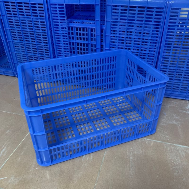 Plastična kutija za pohranu s otvorenim vrhom, plava, injekcijsko oblikovana PP, dimenzije 680×480×420 mm, debljina stijenke 2–5 mm, nosivost 50 kg