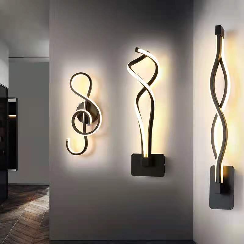 Minimalistična moderna LED zidna svjetiljka s valovitim dizajnom za spavaću sobu i hodnik, aluminijsko kućište
