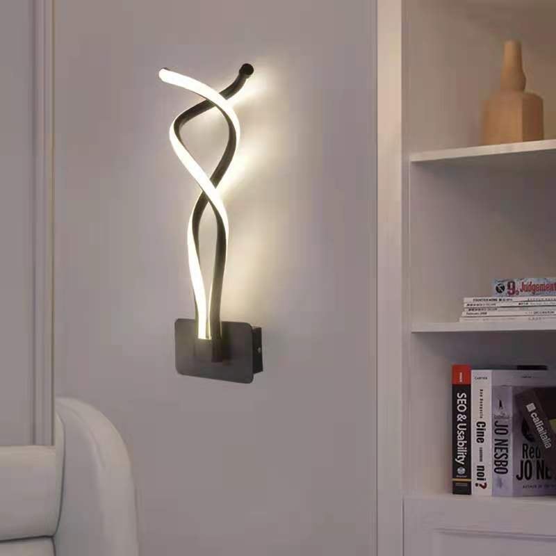 Minimalistična moderna LED zidna svjetiljka s valovitim dizajnom za spavaću sobu i hodnik, aluminijsko kućište