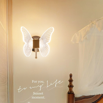 LED zidna lampica s leptirovim motivom, kineski retro stil, za spavaću sobu, dnevnu sobu i hodnik