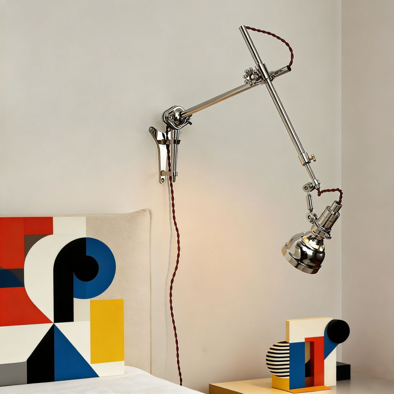 Zidna Bauhaus lampa retro-industrijskog stila s rasklopnim rukom, izvučna, nordijska noćna lampa za čitanje
