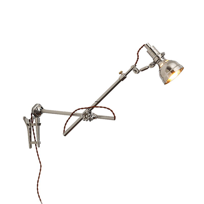 Zidna Bauhaus lampa retro-industrijskog stila s rasklopnim rukom, izvučna, nordijska noćna lampa za čitanje