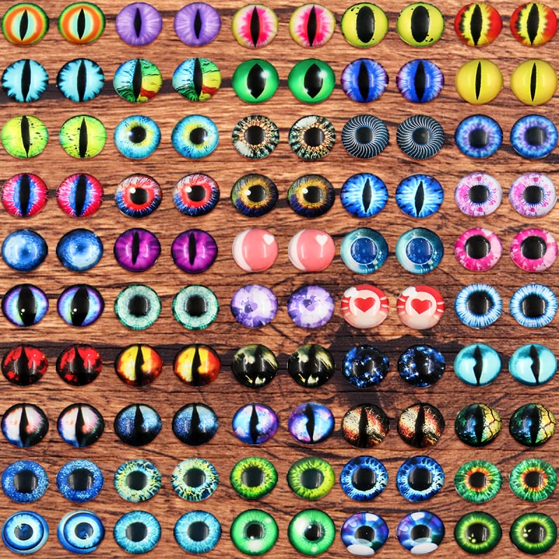 Pet stilova, 50 pari po pakiranju, DIY Time Gem staklene oči, okrugli lažni očni za životinje