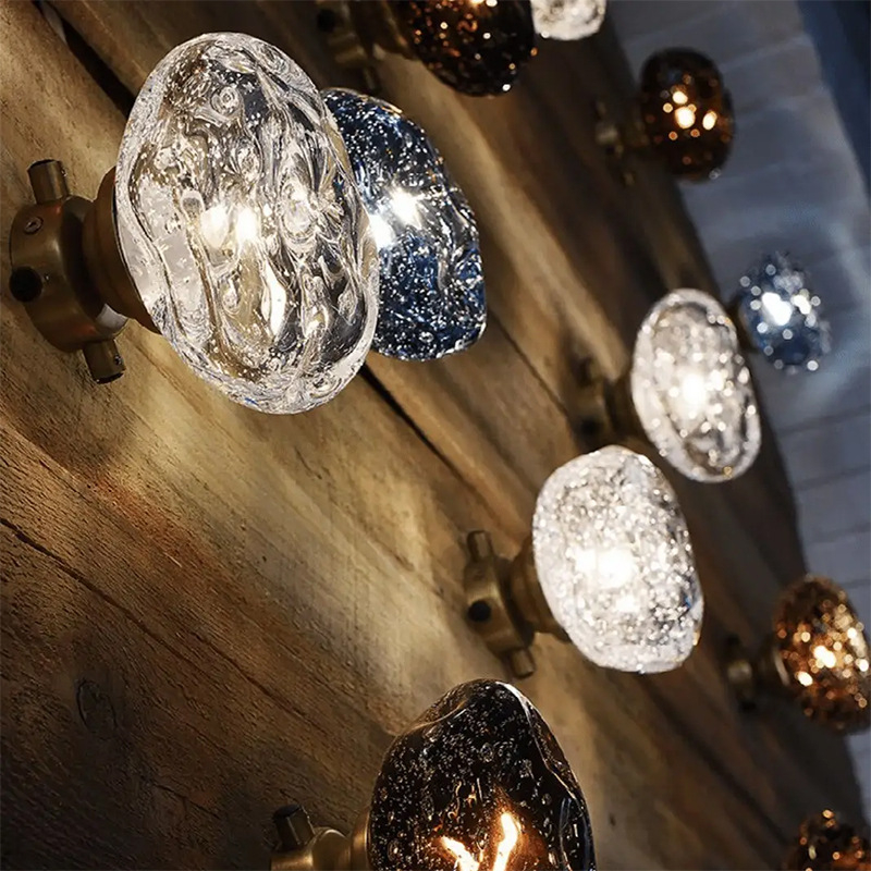 Stenska lampa od stakla s nepravilnim mjehurićima, talijanski minimalistički stil, za dnevni boravak, izložbenu dvoranu ili hotelske prostore – ambijentalno zidno osvjetljenje