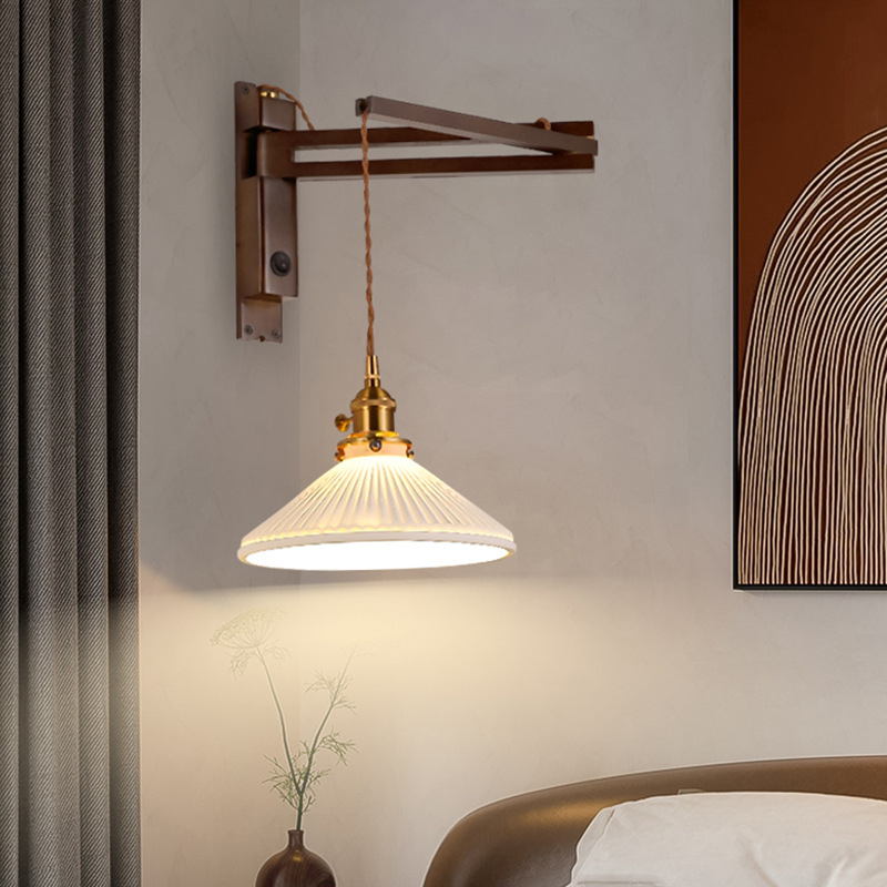 Zidna lampa za spavaću sobu i radni prostor sa sklopnim podesivim ramenom, LED, novi kineski stil