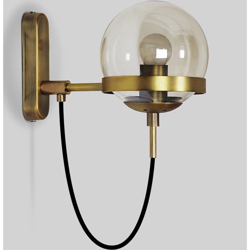 Nordijska zidna svjetiljka s staklenim globusom – retro inspiracija, industrijski stil, metalni okvir
