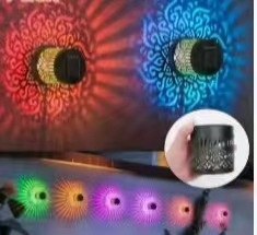 Solarna vanjska zidna lampa s projekcijom — mandala motivi suncokret i pion