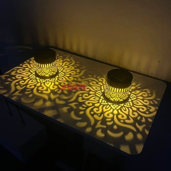 Solarna vanjska zidna lampa s projekcijom — mandala motivi suncokret i pion