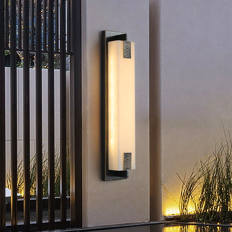 Stenska lampa od bakra s imitacijom mramora za hodnik i stubište, minimalistički dugi panel, kineski stil za dnevni boravak i pozadinu TV