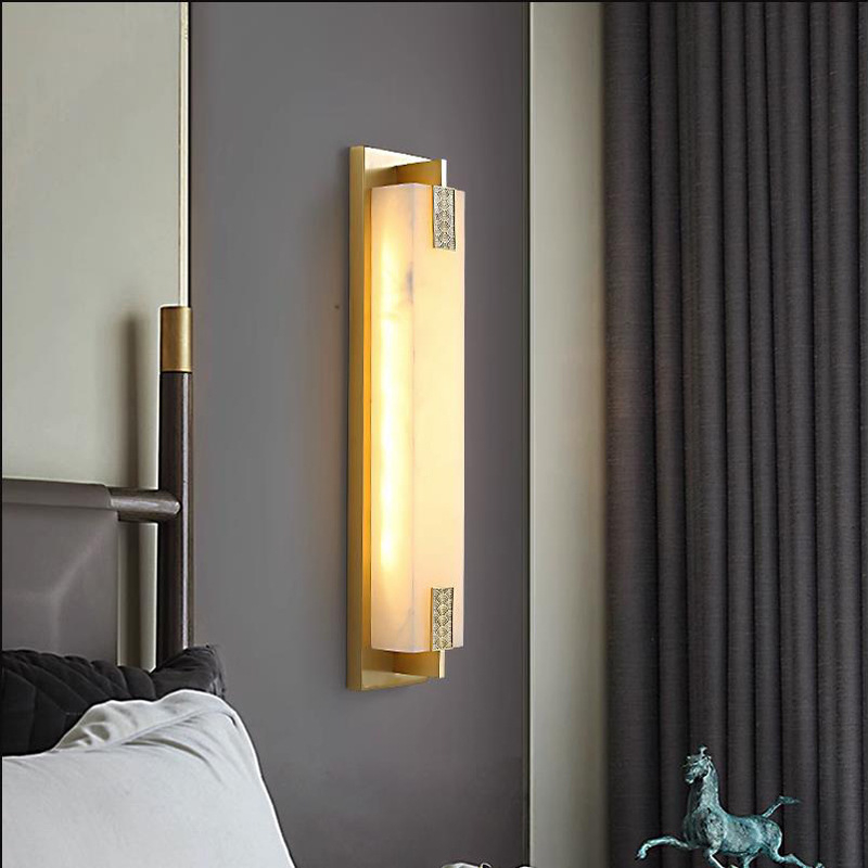 Stenska lampa od bakra s imitacijom mramora za hodnik i stubište, minimalistički dugi panel, kineski stil za dnevni boravak i pozadinu TV