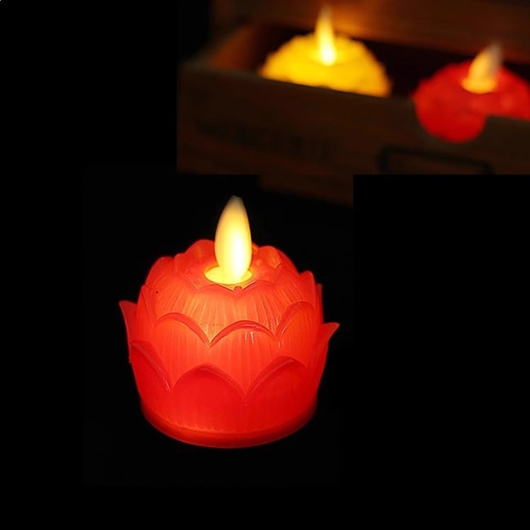 LED lotus svjetiljka s električnom svjećicom, plamen koji se njiše, za štovanje Bude, crvena dekorativna lampica, novi model
