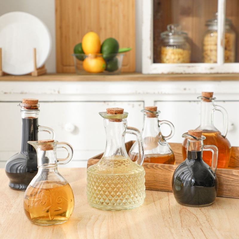 Around the Sea Prozirna staklena boca s ukrašenom drškom za ulje, kuhinjsko vino i sojin sos