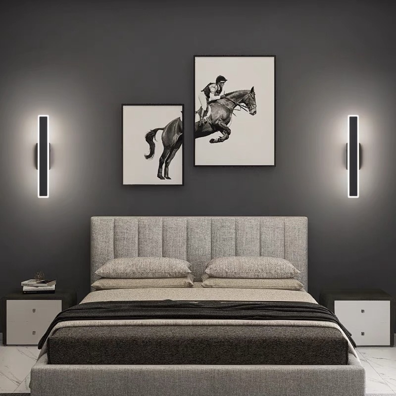 Minimalistična LED zidna lampa za spavaću sobu i dnevni boravak, duga LED traka, moderni skandinavski stil
