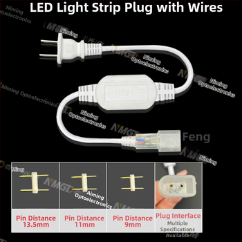 220V-os kétpin LED-szalag csatlakozó, nagy teljesítményű meghajtóval és egyenirányítóval, vezetékes csatlakozóval, 100 m