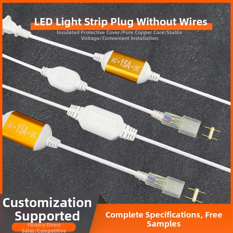 220V-os kétpin LED-szalag csatlakozó, nagy teljesítményű meghajtóval és egyenirányítóval, vezetékes csatlakozóval, 100 m