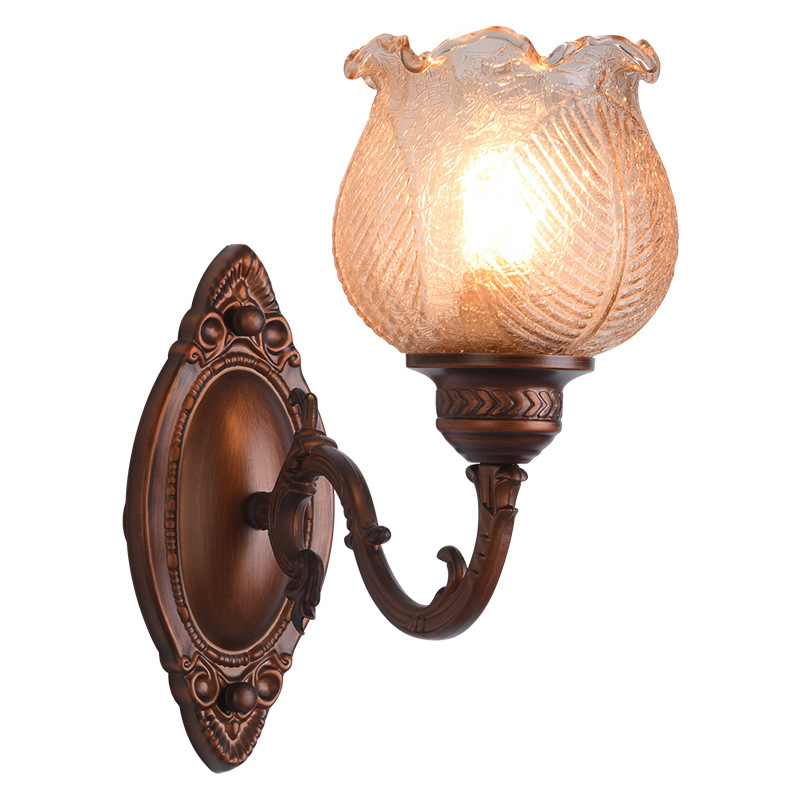 Nordijska retro stenska lampa s drvenim tijelom i šarenim staklom, minimalistički wabi-sabi dizajn za spavaću sobu i hodnik