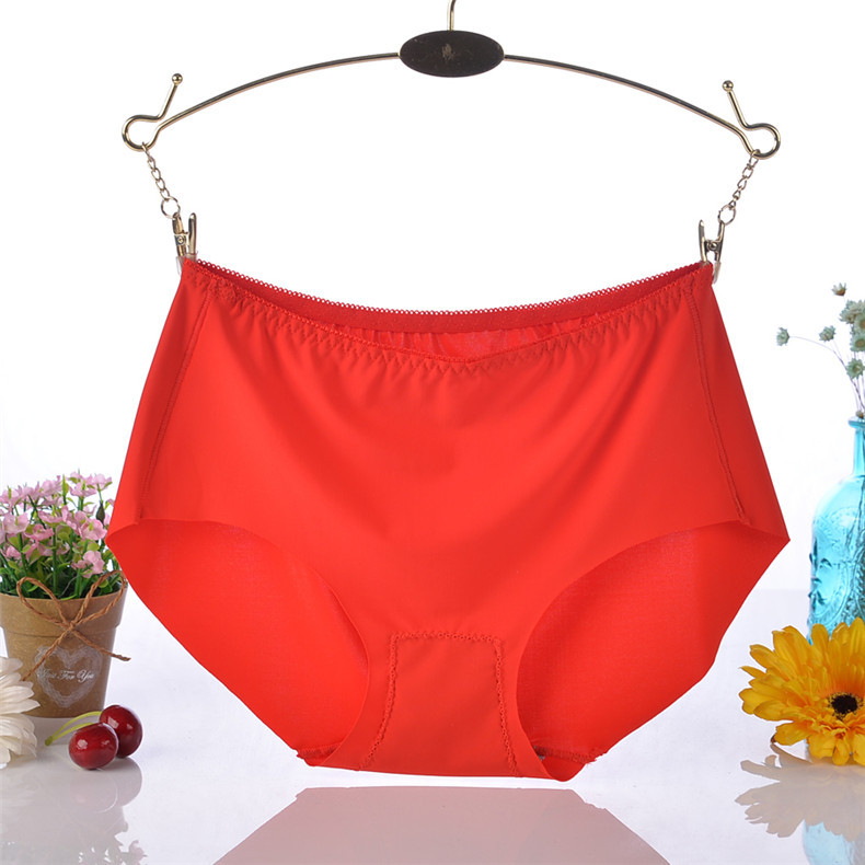 Yumei 8912 Ženske gaćice sa srednjim strukom od ice silk, bezšivne, jednobojne, plus veličina