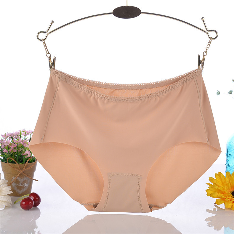 Yumei 8912 Ženske gaćice sa srednjim strukom od ice silk, bezšivne, jednobojne, plus veličina