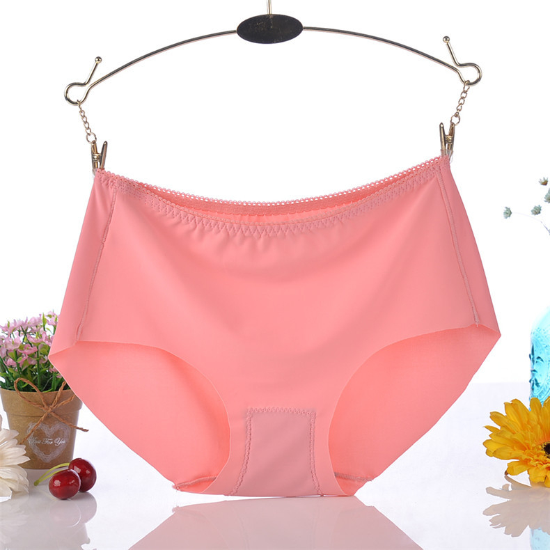 Yumei 8912 Ženske gaćice sa srednjim strukom od ice silk, bezšivne, jednobojne, plus veličina