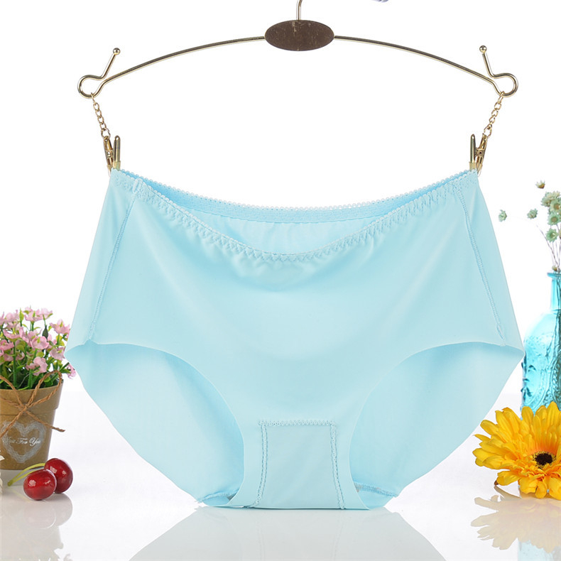 Yumei 8912 Ženske gaćice sa srednjim strukom od ice silk, bezšivne, jednobojne, plus veličina