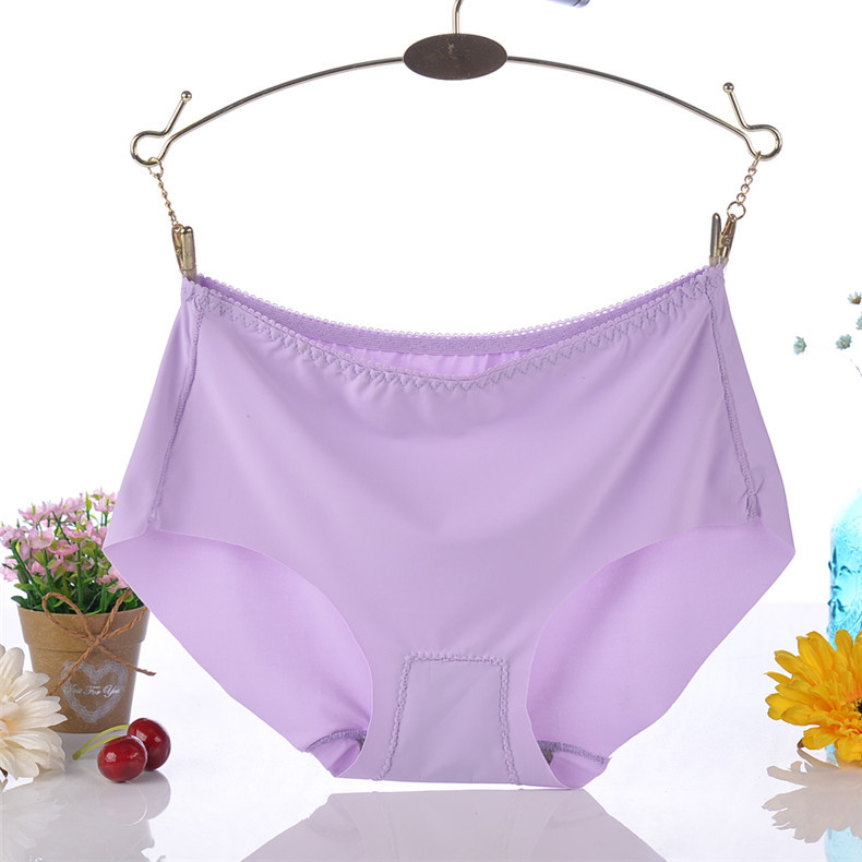 Yumei 8912 Ženske gaćice sa srednjim strukom od ice silk, bezšivne, jednobojne, plus veličina
