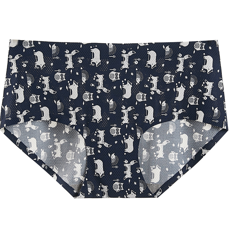 Ženske gaćice sa srednjim strukom, Ice Silk, cvjetni uzorak, prozračan, pamukasta podstava, lagani ljetni stil, Plus Size