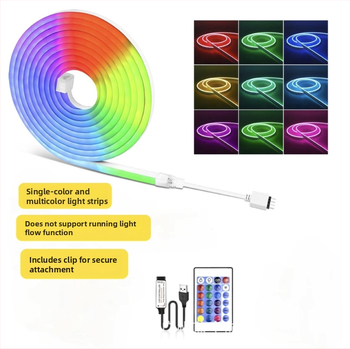RGB neonska LED traka, fleksibilan silikon, 5V, daljinski upravljač, 108 LED-a, kut zračenja 120°, unutarnje osvjetljenje