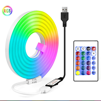 RGB neonska LED traka, fleksibilan silikon, 5V, daljinski upravljač, 108 LED-a, kut zračenja 120°, unutarnje osvjetljenje