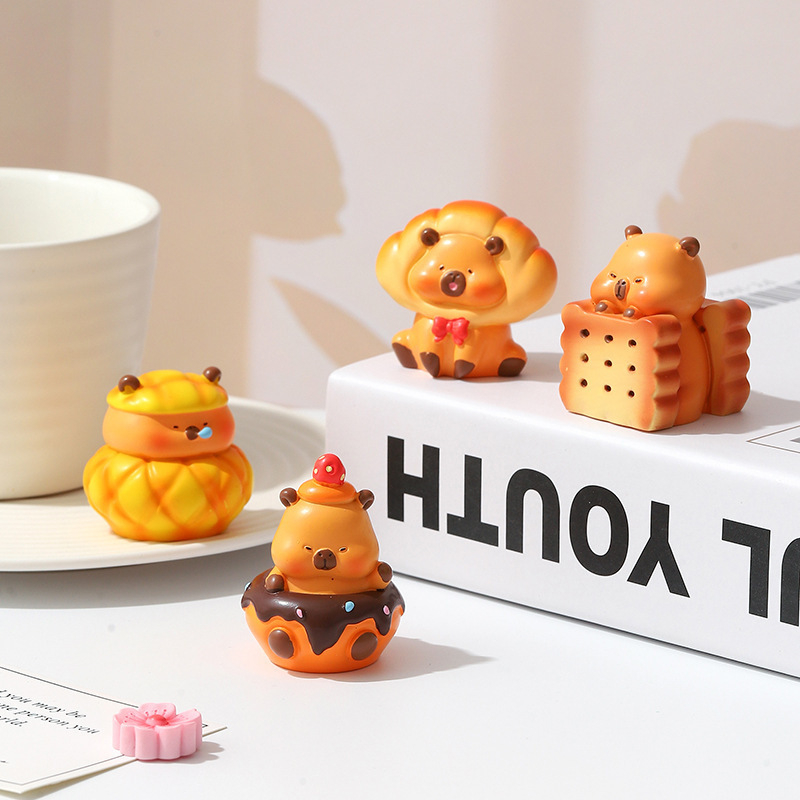 Kapibara od smole, mala figurica za stolni dekor, slatka crtana igračka