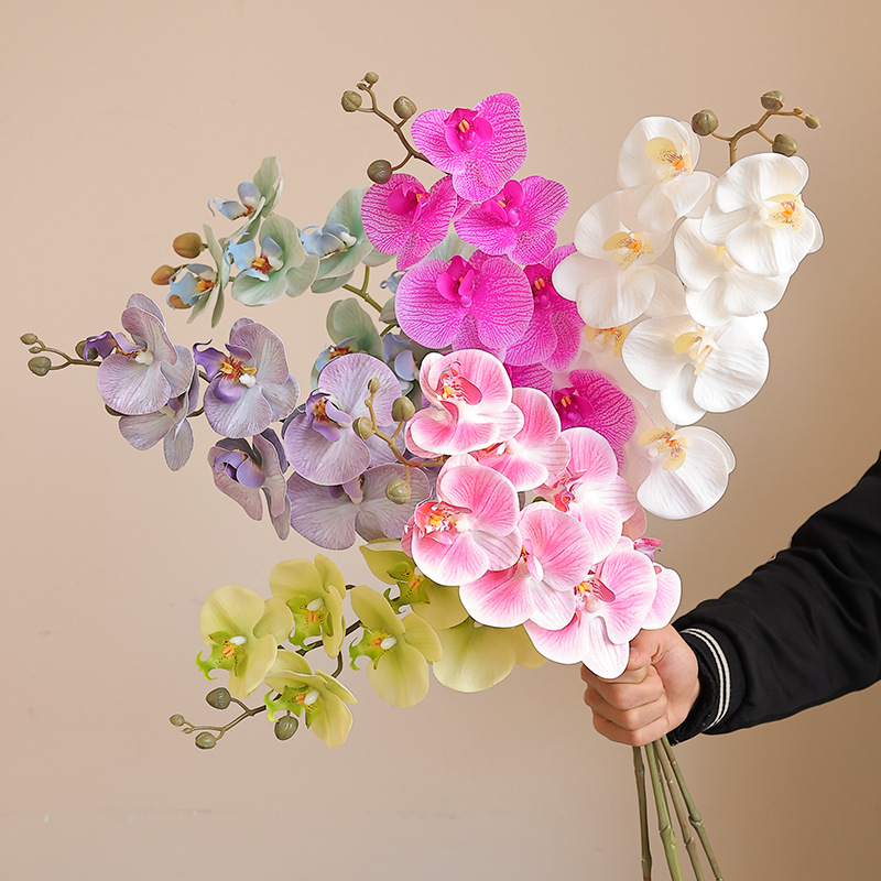 Umetna orhideja Phalaenopsis s mokrim efektom, visokokvalitetnim filmskim premazom, dekoracija za dom i hotelske showroome