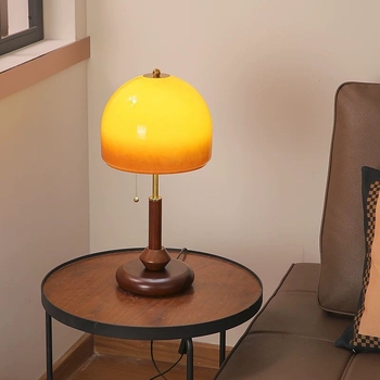 Retro stolna lampa s dekorativnim staklom u boji oraha, pogodna za spavaću sobu ili radnu sobu