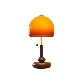 Retro stolna lampa s dekorativnim staklom u boji oraha, pogodna za spavaću sobu ili radnu sobu