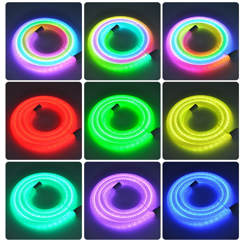 Fleksibilan LED trak s 360° osvjetljenjem, šaren uzorak zmajevih ljuskica, pametno dekorativno svjetlo