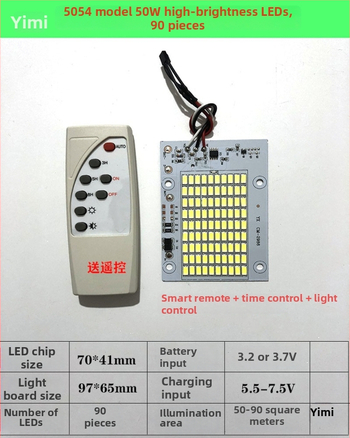 6V solárny LED panel – zostava na montáž, doska zdroja pre floodlight 3.2V a integrovaný LED čip 5054 pri 3.7V