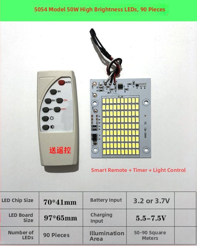 6V solárny LED panel – zostava na montáž, doska zdroja pre floodlight 3.2V a integrovaný LED čip 5054 pri 3.7V