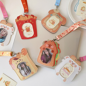 Držač kartica s motivom kruha i pomfrita, 3-inčni Polaroid Idol kartica za pohranu, zaštitna futrola za studentsku karticu s naramenicom