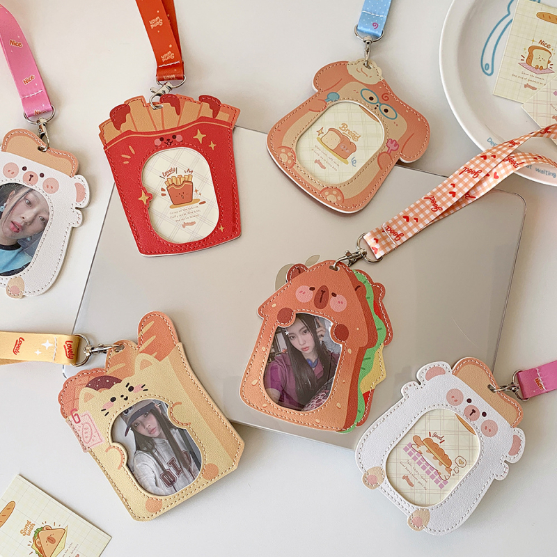 Držač kartica s motivom kruha i pomfrita, 3-inčni Polaroid Idol kartica za pohranu, zaštitna futrola za studentsku karticu s naramenicom