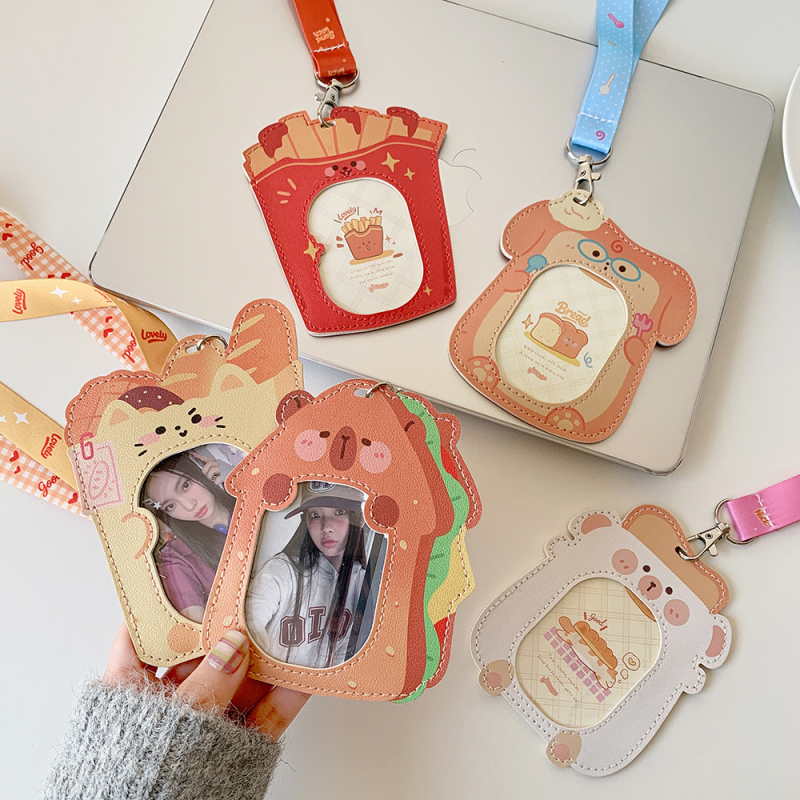 Držač kartica s motivom kruha i pomfrita, 3-inčni Polaroid Idol kartica za pohranu, zaštitna futrola za studentsku karticu s naramenicom