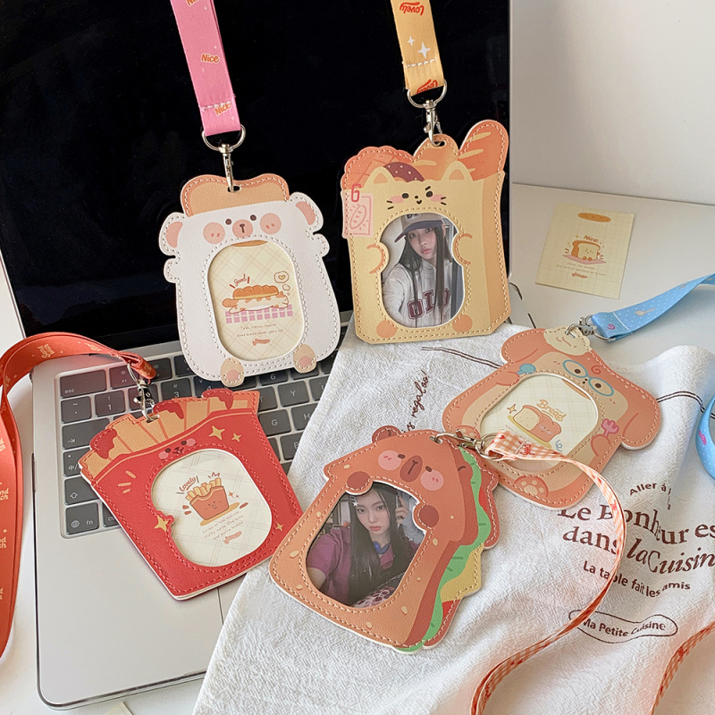 Držač kartica s motivom kruha i pomfrita, 3-inčni Polaroid Idol kartica za pohranu, zaštitna futrola za studentsku karticu s naramenicom