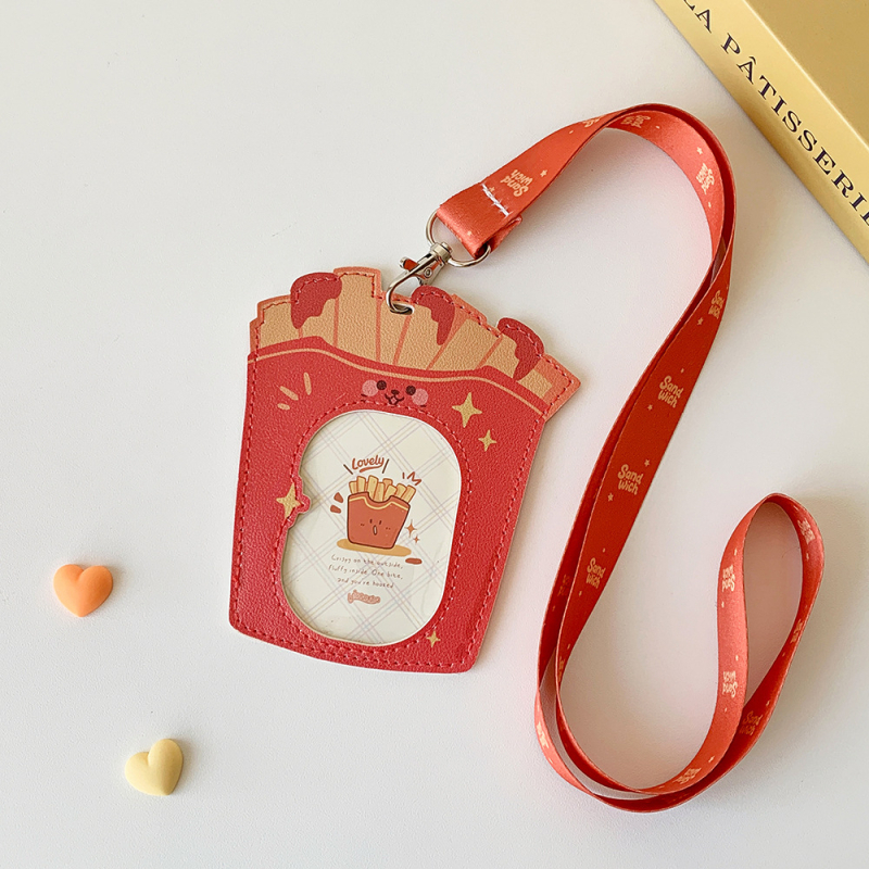 Držač kartica s motivom kruha i pomfrita, 3-inčni Polaroid Idol kartica za pohranu, zaštitna futrola za studentsku karticu s naramenicom