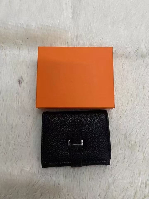 Tanki bifold novčanik s H kopčom, PU koža s uzorkom liči, otporan na habanje, višenamjenski