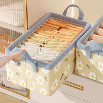 Kutija za odlaganje odjeće od platna s cvjetnim uzorkom, višeslojni organizator garderobe, dimenzije 47×28×30 cm, kapacitet 30–40 L